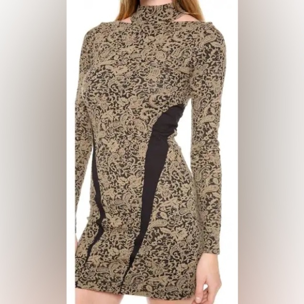 Free People | NWT Paisley & Black Long Sleeve Dress SZ L